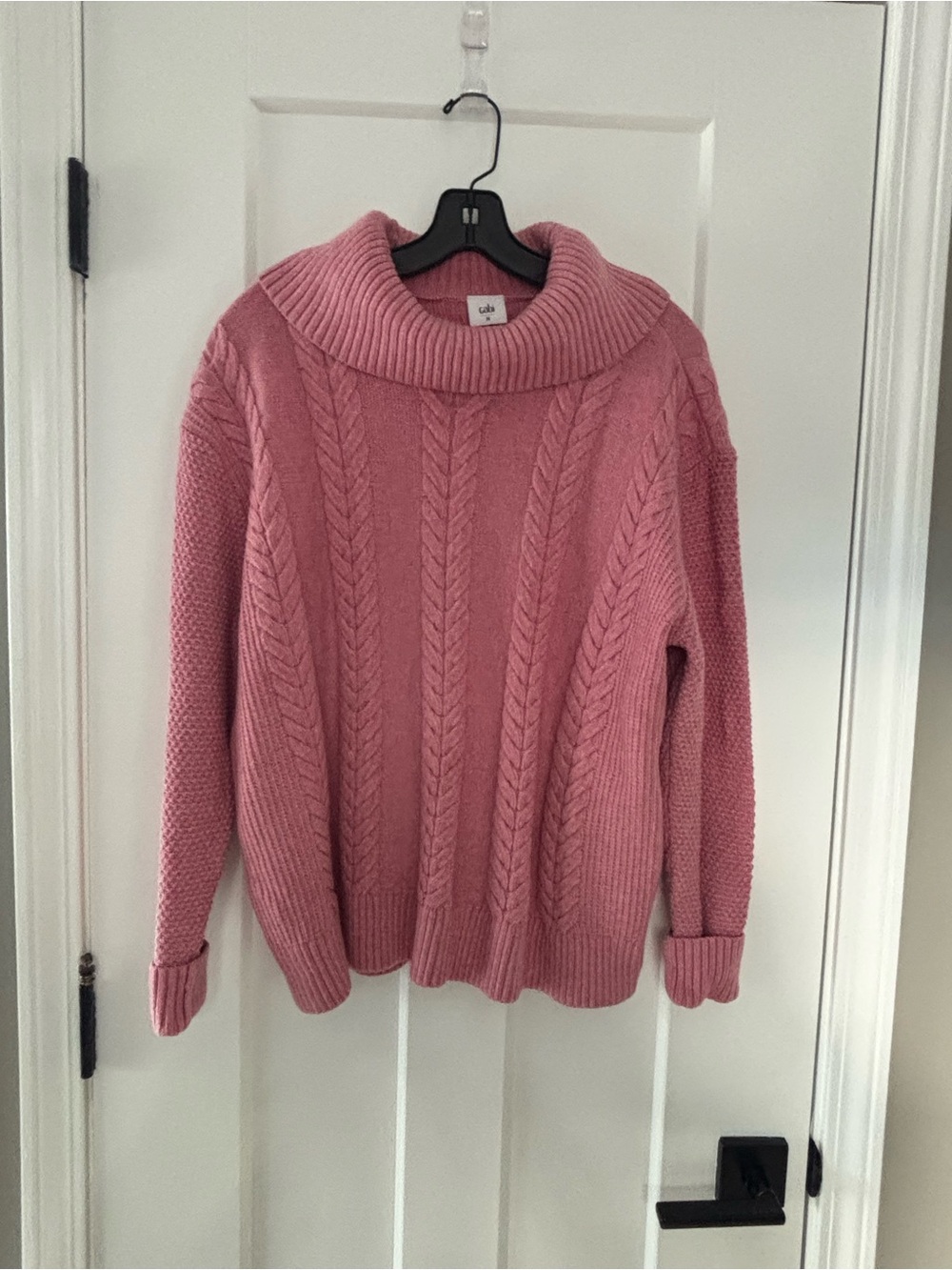 Cable Knit Turtleneck Sweater - Pink Blush Turtleneck med 4853
